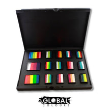 Load image into Gallery viewer, Global Face Paint Pro Palette - 3 Rainbow Cakes and 12 Fun Strokes