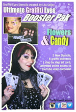 Load image into Gallery viewer, Ultimate Graffiti Eyes Face Painting Stencils- Booster Pak Flowers & Candy