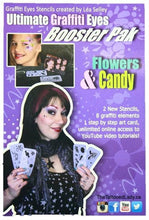 Load image into Gallery viewer, Ultimate Graffiti Eyes Face Painting Stencils- Booster Pak Flowers &amp; Candy

