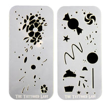 Load image into Gallery viewer, Ultimate Graffiti Eyes Face Painting Stencils- Booster Pak Flowers &amp; Candy
